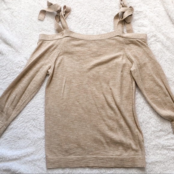 J. Crew Sweaters - J. Crew Tan Cold Shoulder Tie Shoulder Sweater